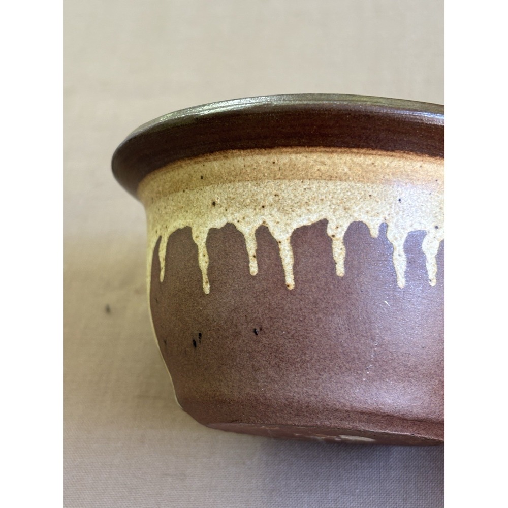 David Cressey Pottery Drip Glaze Brown Cream Bowl 4.5" USA 213 - Picture 9 of 11